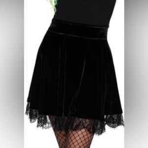 Killstar Thorn in my Side Skater Skirt Velvet Lace Trim EUC